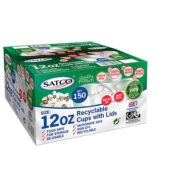 Satco Microwaveable Round Cups & Lids 12Oz 150s × 1