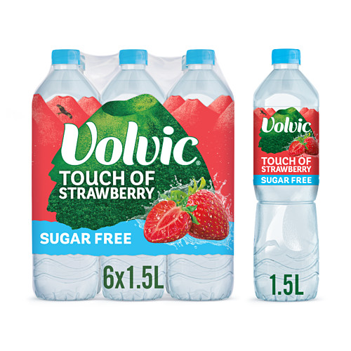 Volvic Touch of Fruit Strawberry Sugar Free Still Flavoured Water 1.5L 1.5Ltr × 6 × 1