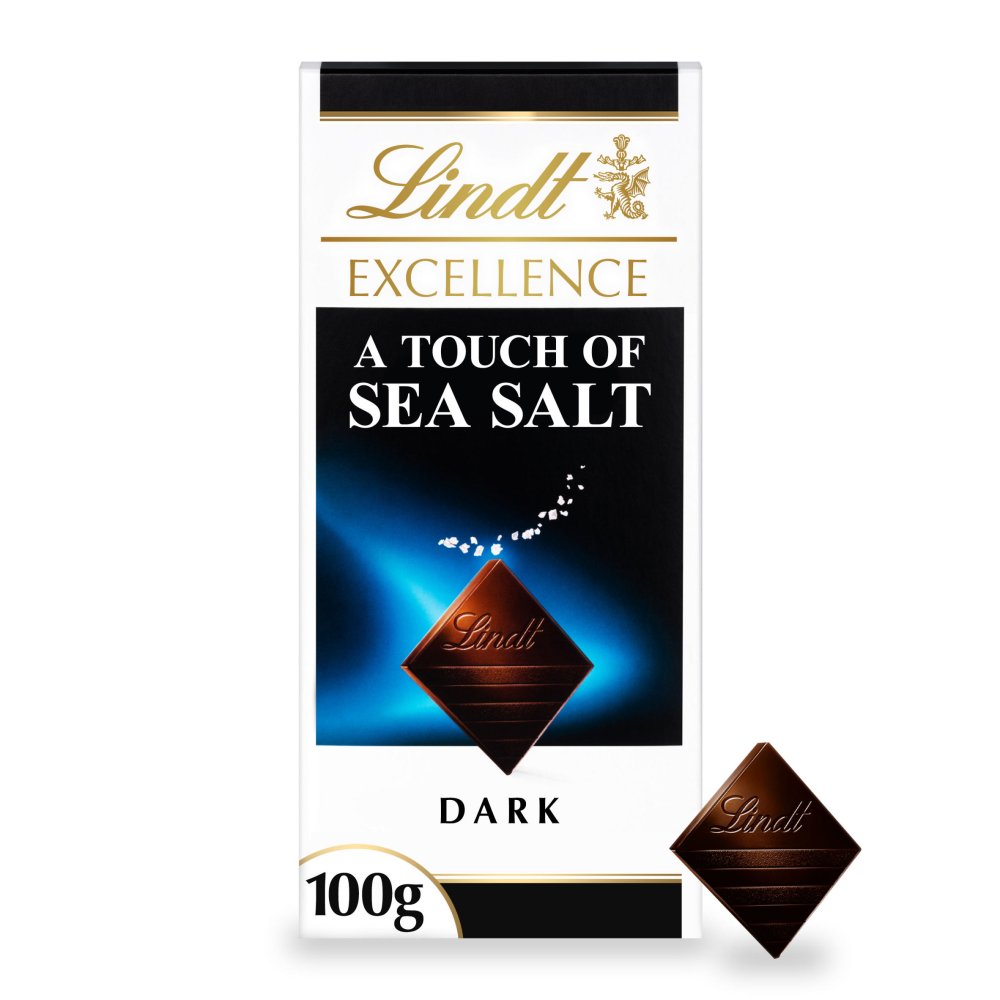 Lindt Excellence Dark Sea Salt Chocolate Bar 100g 100g × 8 × 1