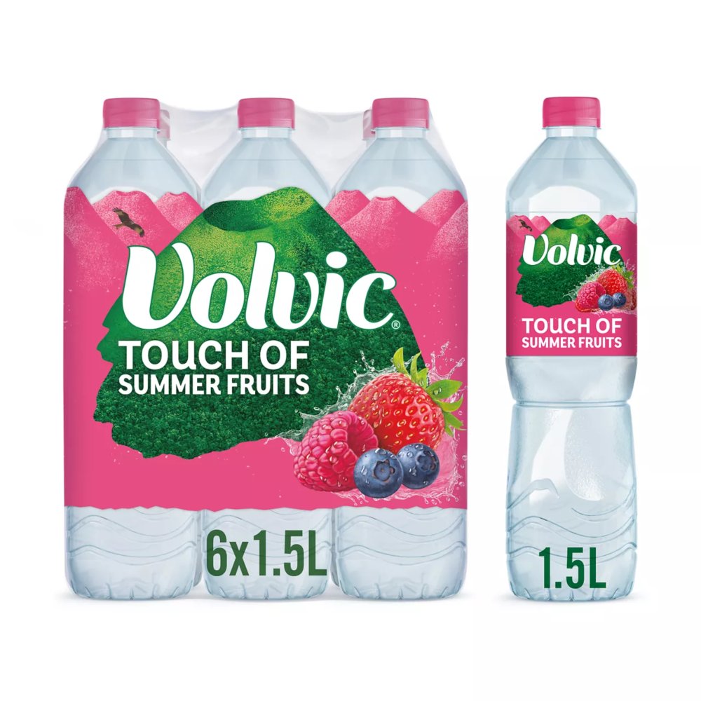 Volvic Touch of Fruit Summer Fruits Still Flavoured Water 1.5L 1.5Ltr × 6 × 1