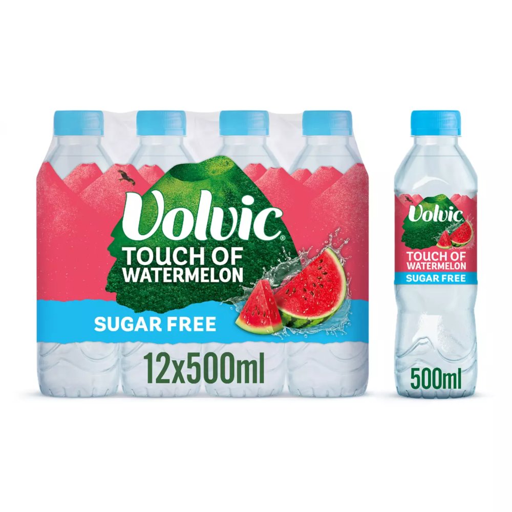 Volvic Touch of Fruit Watermelon Sugar Free Still Flavoured Water 12 x 500 ml 50Cl × 12 × 1