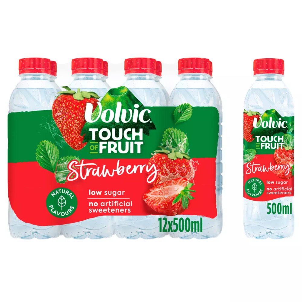Volvic Touch of Fruit Low Sugar Strawberry Natural Flavoured Water 12 x 500ml 50Cl × 12 × 1