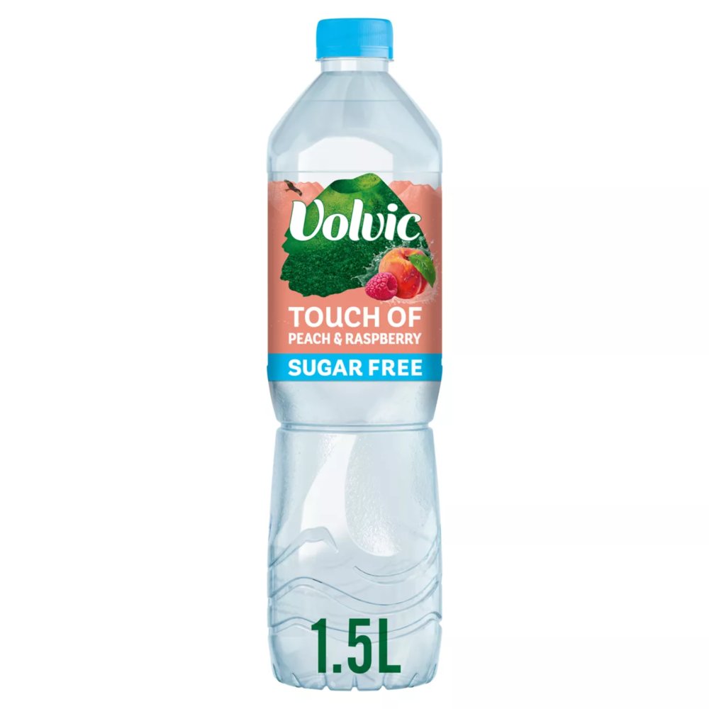 Volvic Touch of Fruit Peach & Raspberry Sugar Free Still Flavoured Water 1.5L 1.5Ltr × 6 × 1