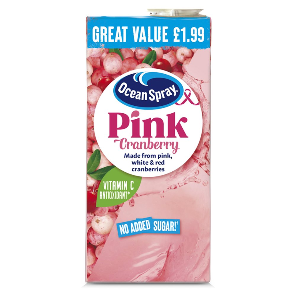 Ocean Spray Pink Cranberry Juice 1 Litre 1Ltr × 12 × 1