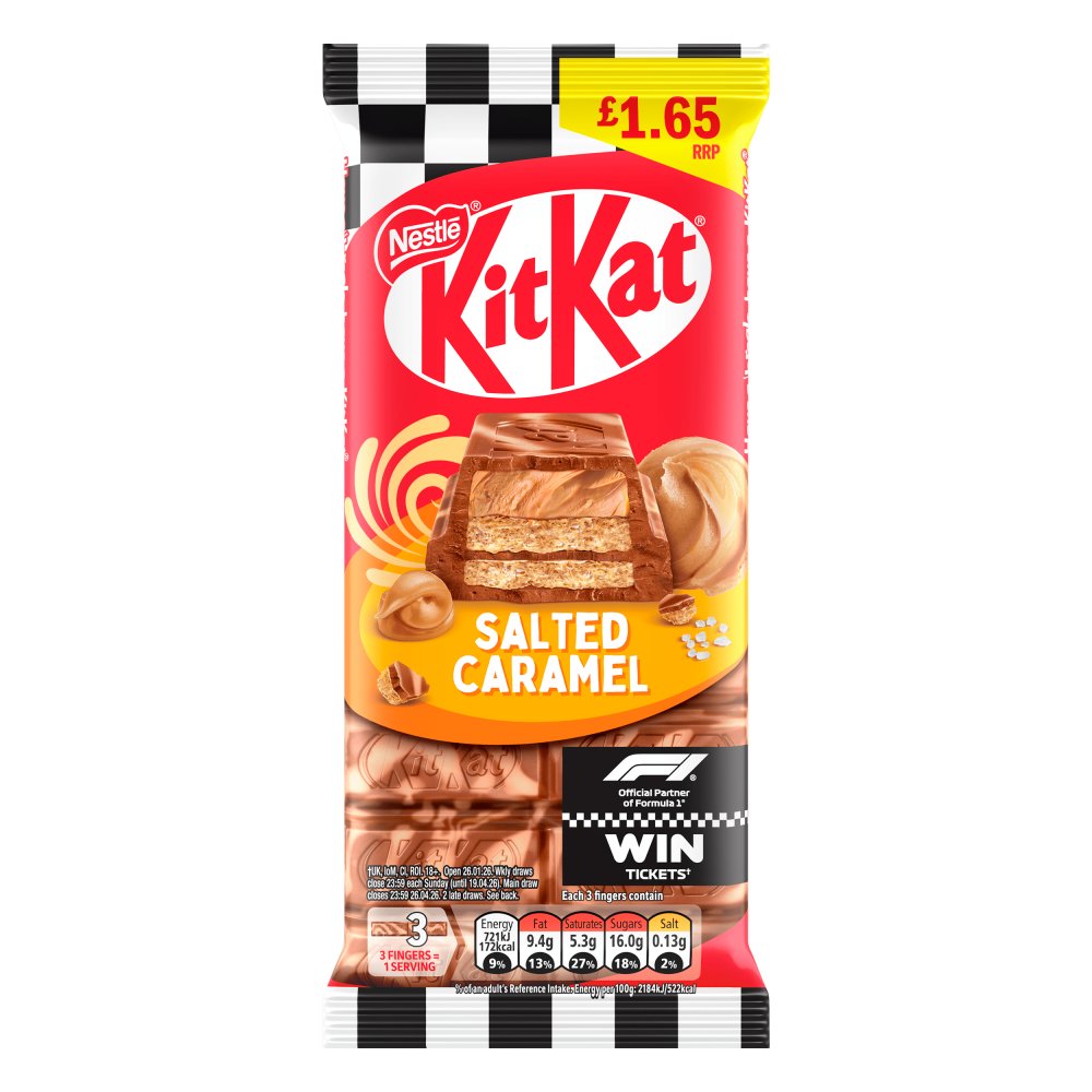 KitKat F1 Salted Caramel Chocolate Sharing Bar 99g   99g × 15 × 1