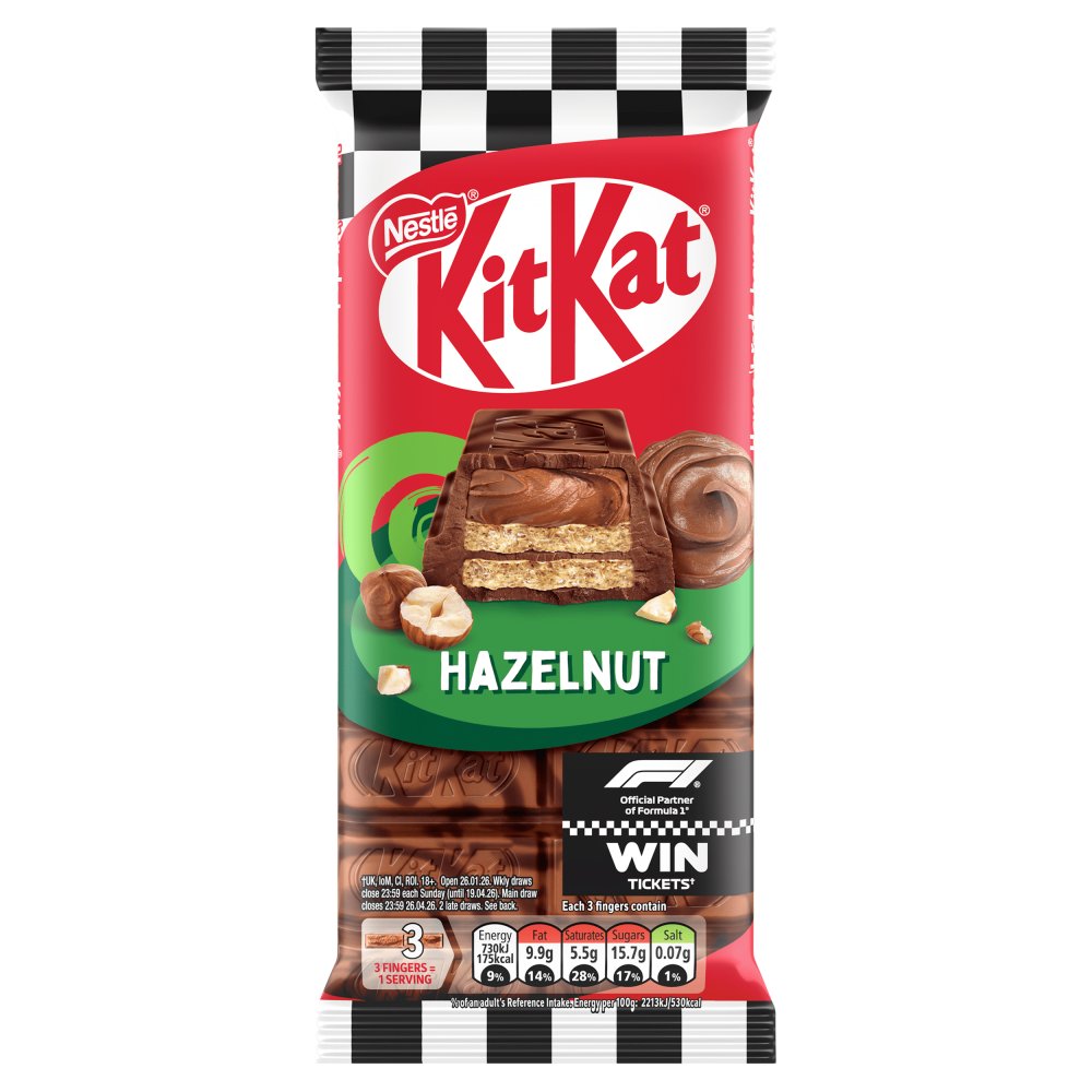 KitKat F1 Hazelnut Chocolate Sharing Bar 99g 99g × 15 × 1