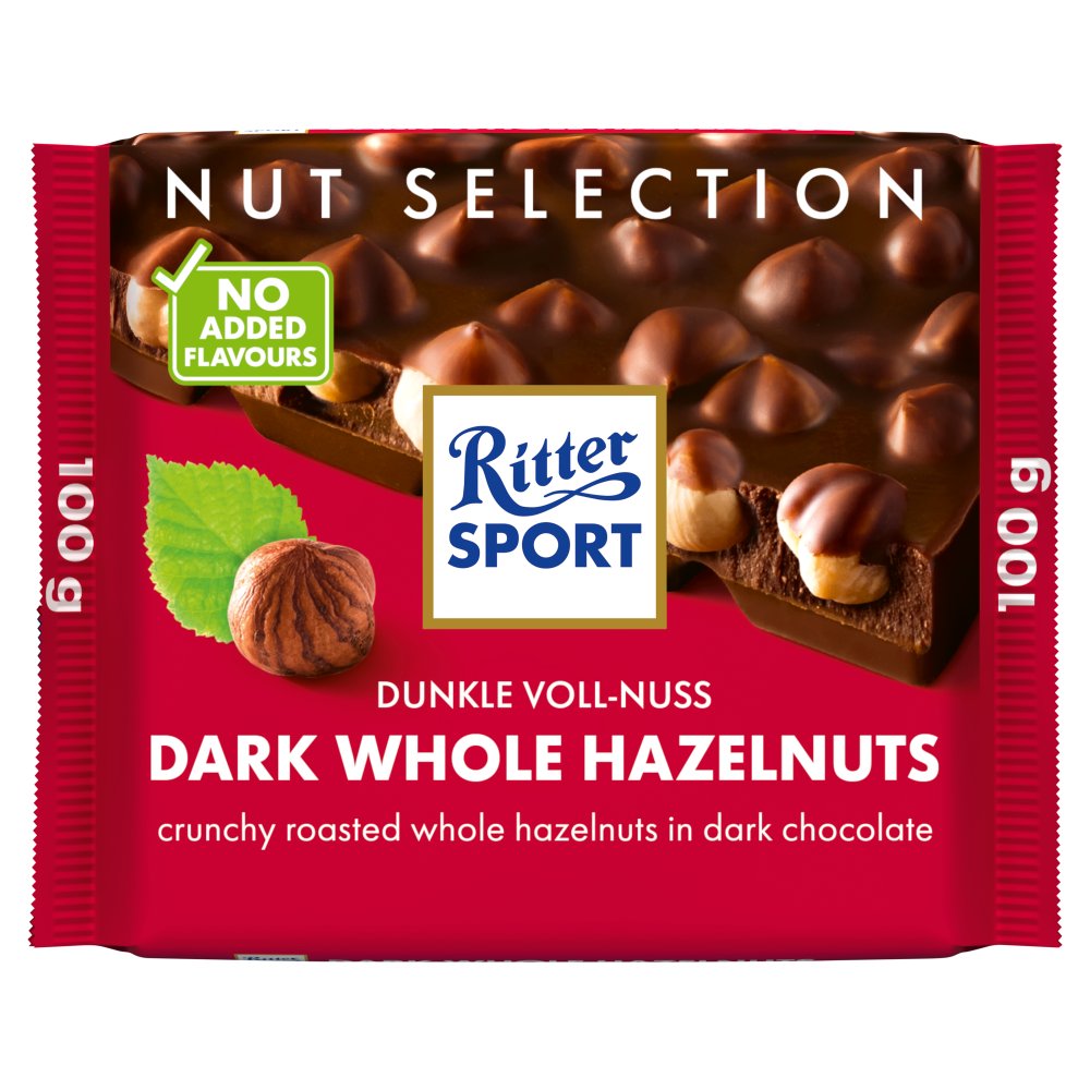 Ritter Sport Dark Whole Hazelnuts Nut Selection 100g 100g × 5 × 1