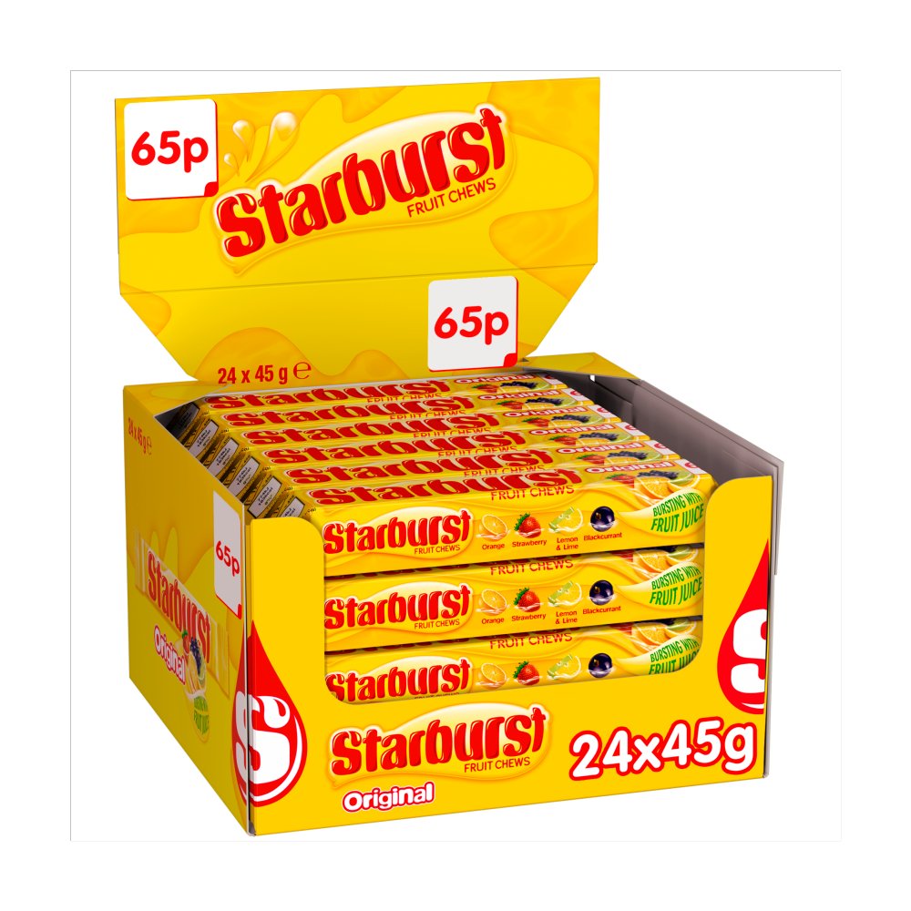 Starburst Vegan Chewy Sweets Fruit Flavoured Bag 45g 45g × 24 × 1