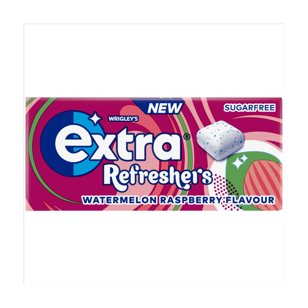 Extra Refreshers Watermelon Raspberry Flavour Sugarfree Chewing Gum Handy Box 7 Pieces 15.6g × 16 × 1