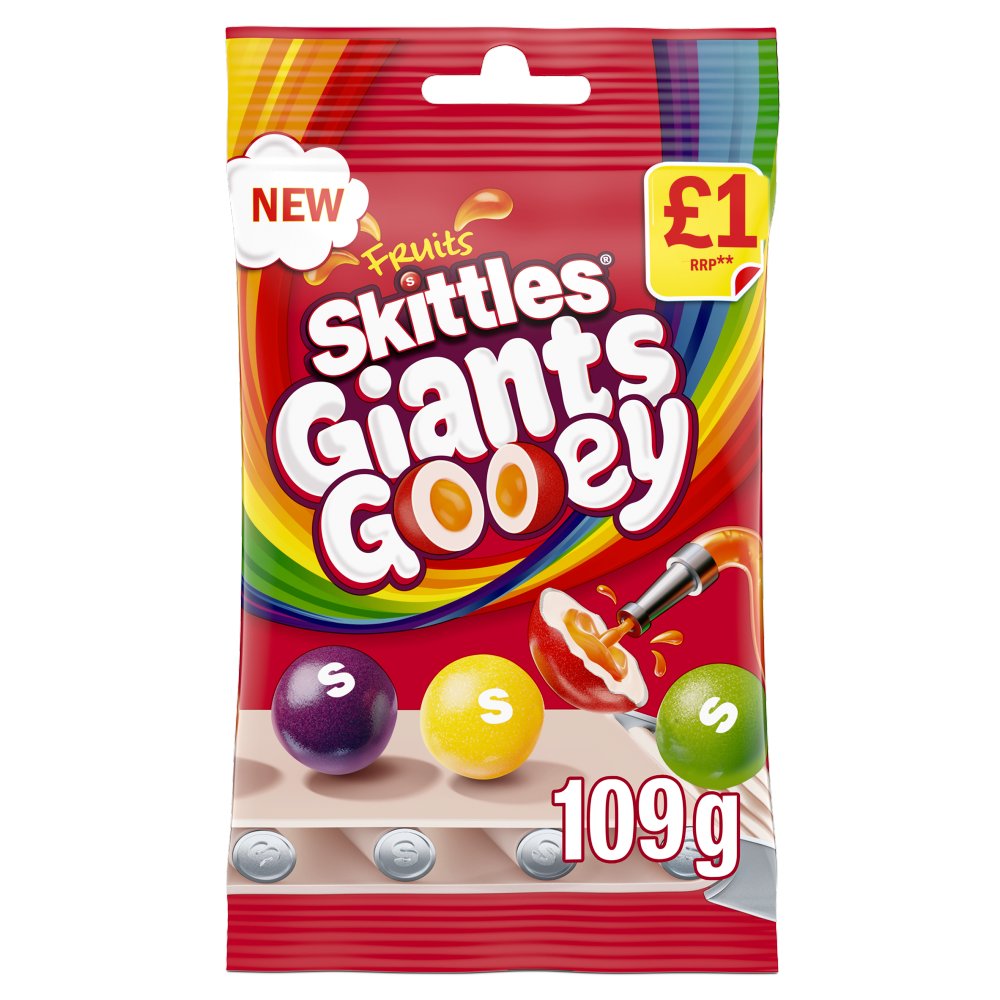 Skittles Giants Gooey Vegan Chewy Sweets Fruit Flavoured Treat Bag 109g 109g × 14 × 1