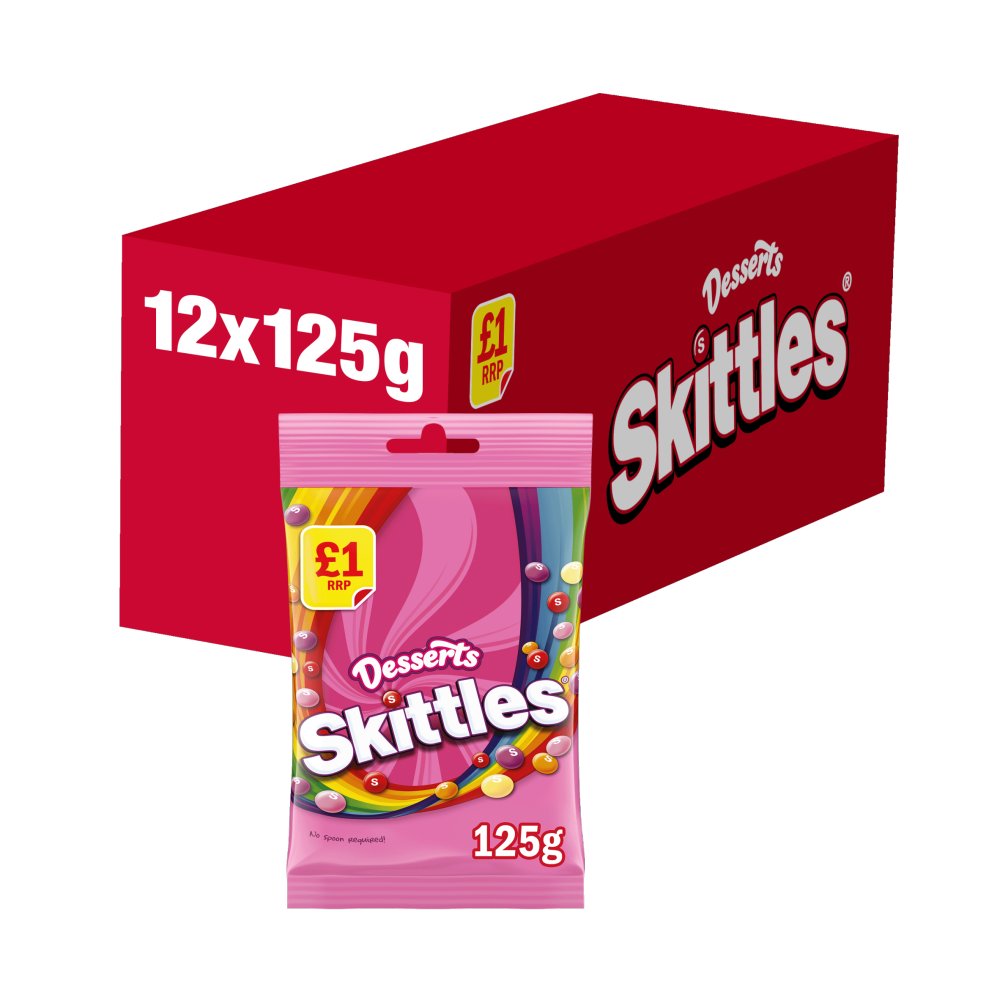 Skittles Vegan Sweets Dessert Flavoured Treat Bag   125g 125g × 12 × 1