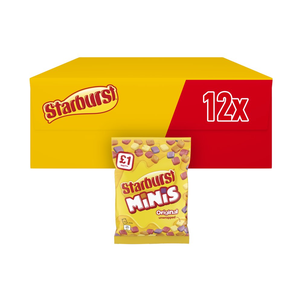 Starburst Minis Vegan Chews Sweets Pouch Bag 125g 125g × 12 × 1