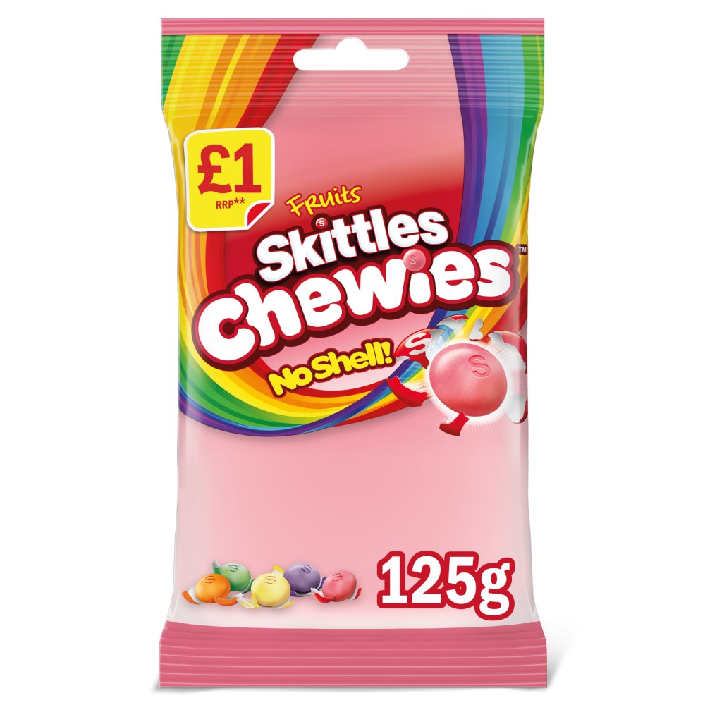 Skittles Chewies Vegan Sweets Fruit Flavoured Treat Bag   125g 125g × 12 × 1