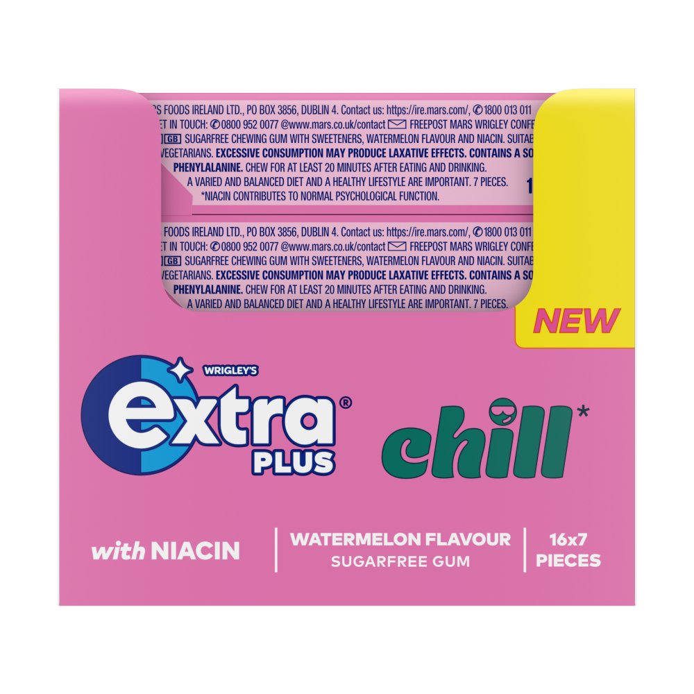 Extra plus 7 Watermelon Flavour Sugarfree Gum 15.6g 15.6g × 16 × 1