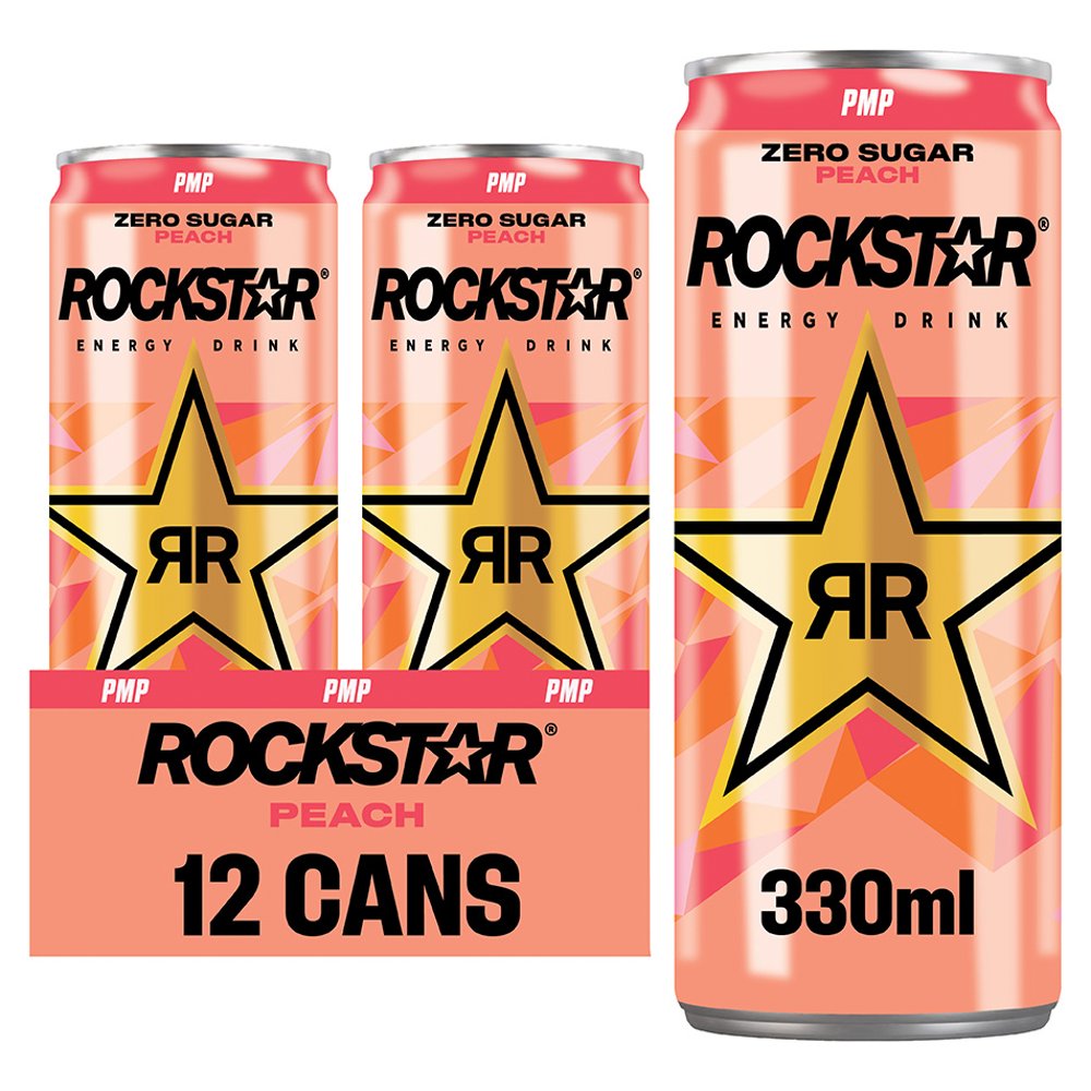 Rockstar Peach Energy Drink Can  330ml 330ml × 12 × 1