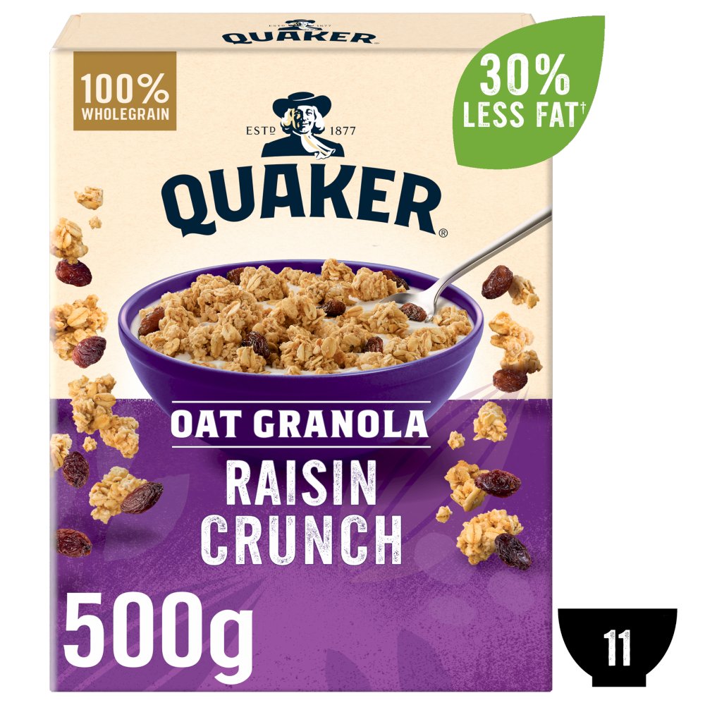 Quaker Oat Raisin Granola Cereal 500g 500g × 5 × 1