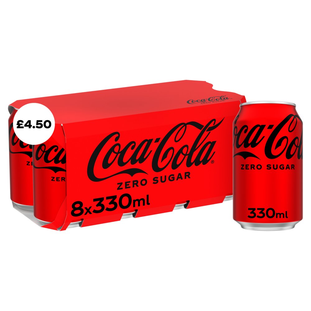 Coca-Cola Zero Sugar 8 x 330ml Cans 330ml × 3 × 1