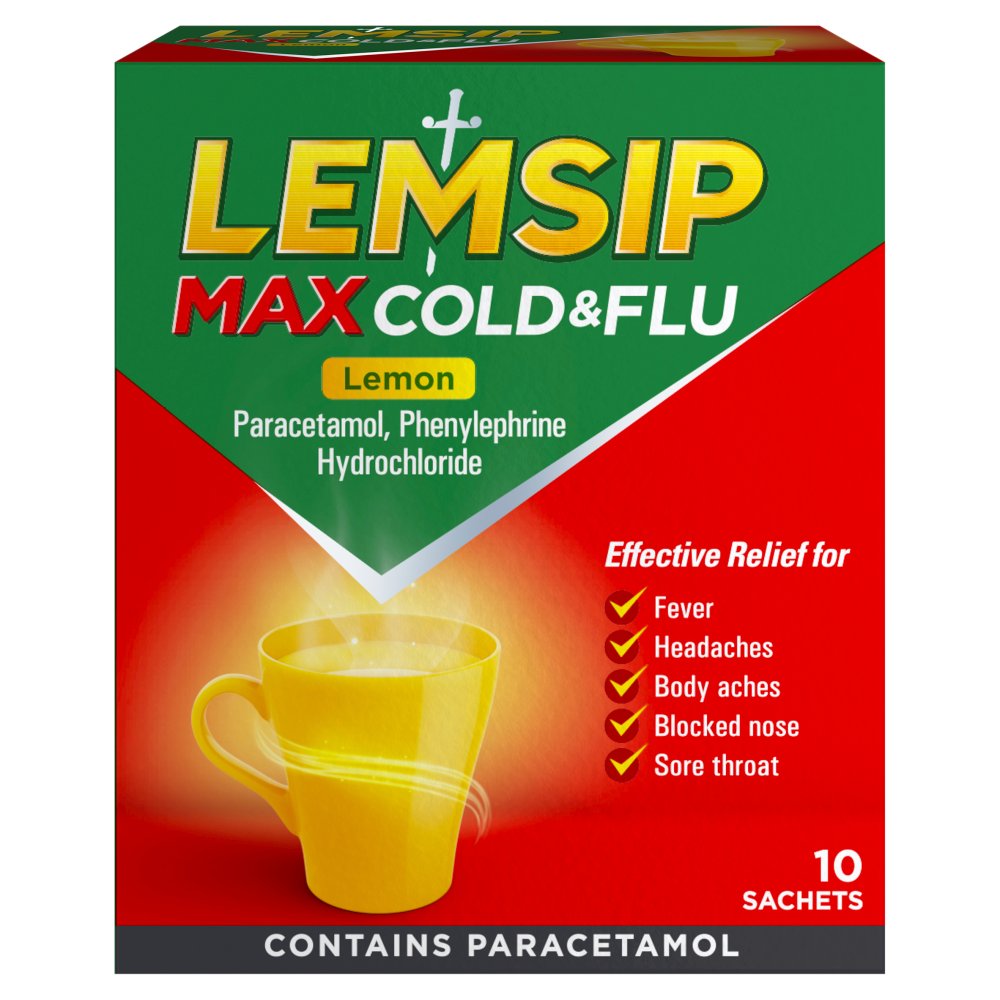 Lemsip Max Cold & Flu Lemon 10 Sachets 10s × 6 × 1