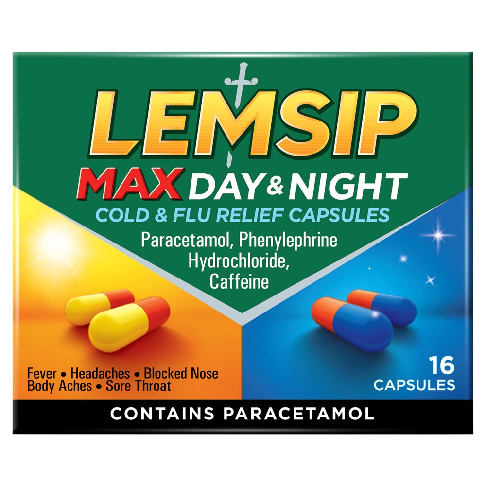 Lemsip Max Day & Night Cold & Flu Relief Capsules 16 Capsules 16s × 6 × 1