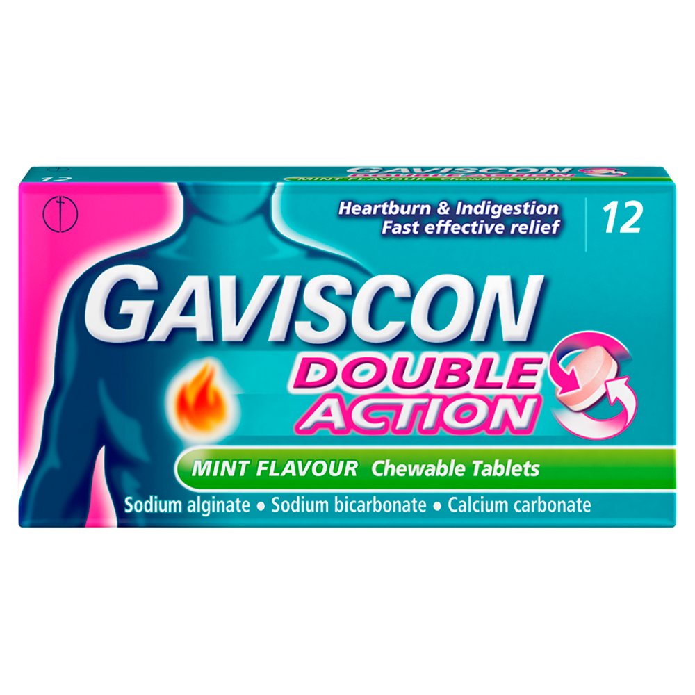 Gaviscon Double Action Mint Flavour 12 Chewable Tablets 12s × 12 × 1