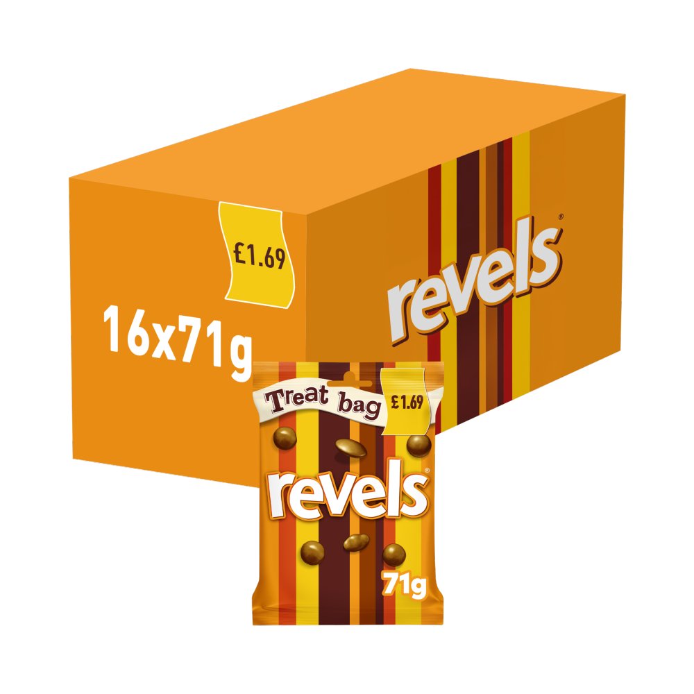 Revels Milk Chocolate Bag wth Raisins, Coffee or Orange 71g 71g × 20 × 1