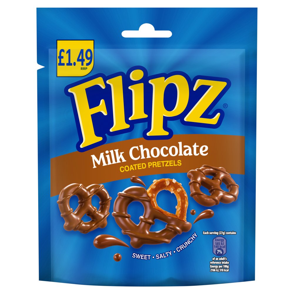 Flipz Milk Chocolate Coated Pretzel Snacks   80g 80g × 12 × 1