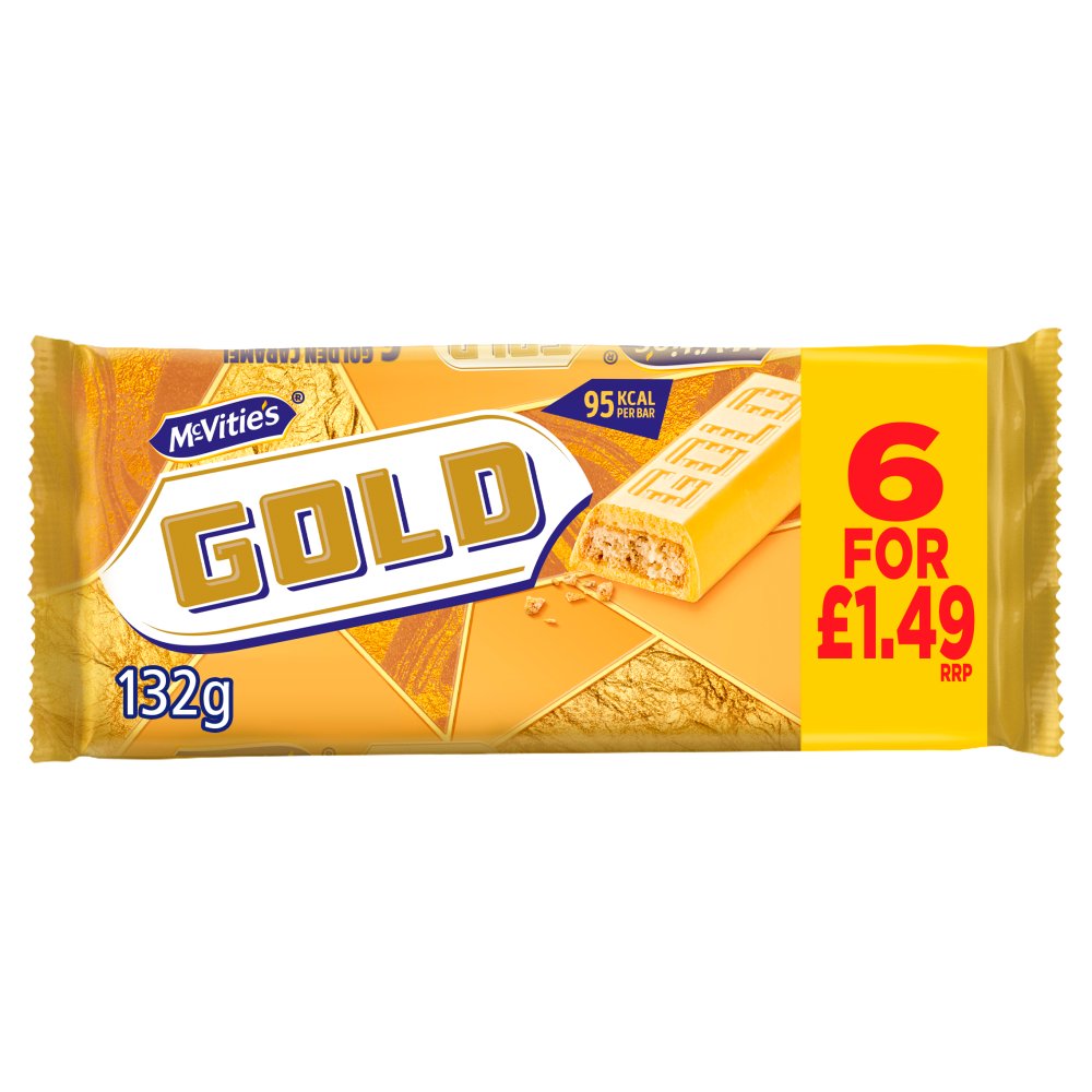 Mcvitie’s Gold Golden Caramel Flavour Biscuit Bars 106g 6pk × 12 × 1
