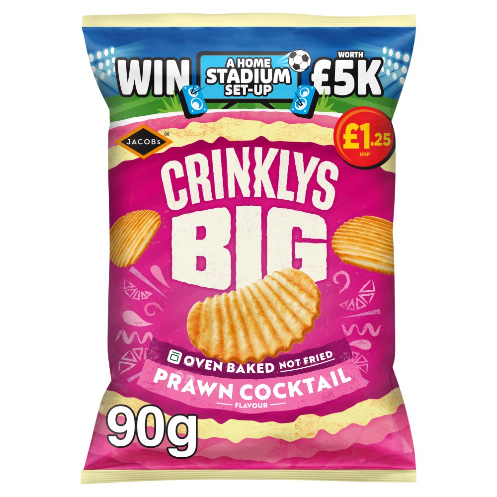 Jacob’s Crinklys Big Prawn Cocktail Flavour 90g 90g × 15 × 1