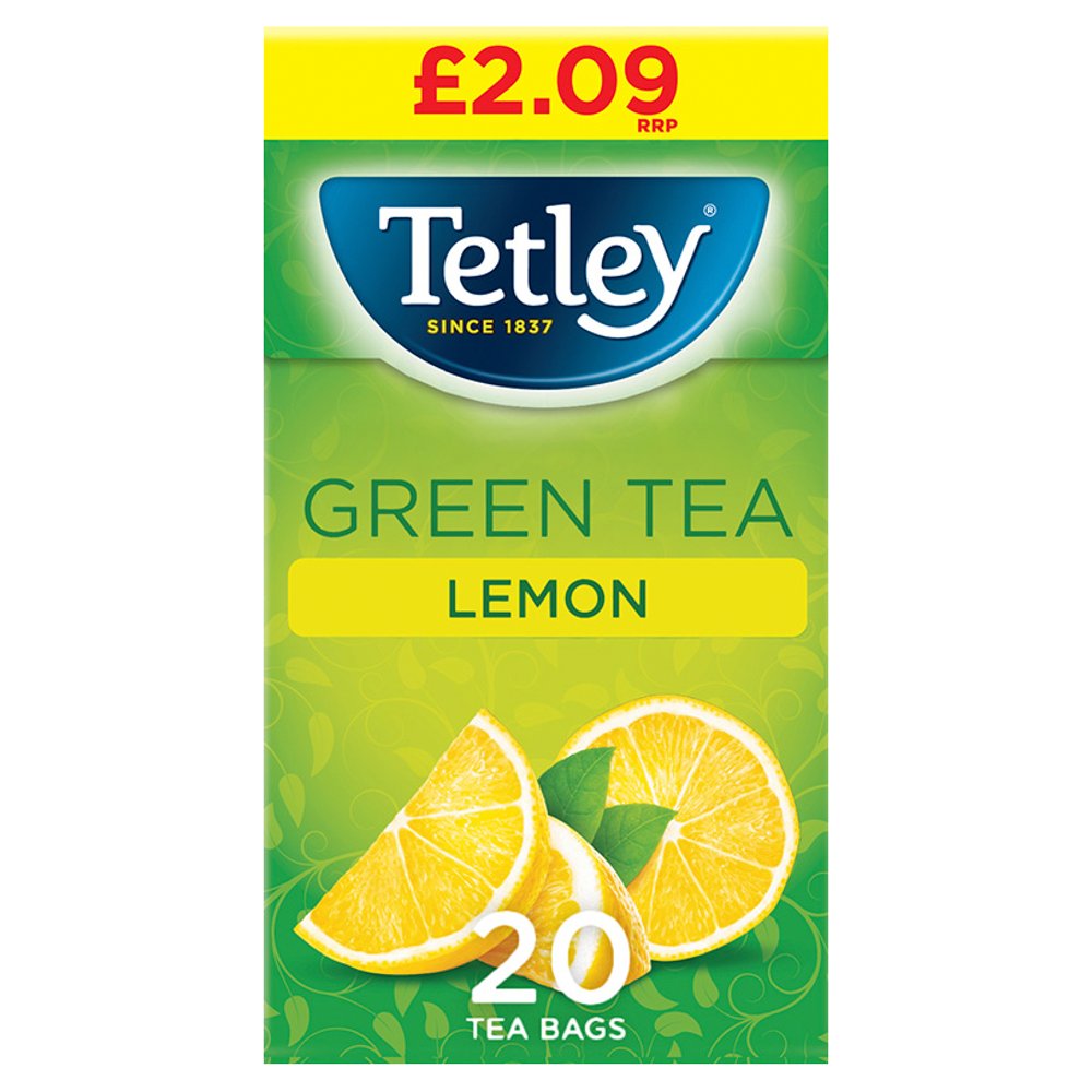 Tetley 20 Lemon Green Tea Bags 40g 20s × 4 × 1