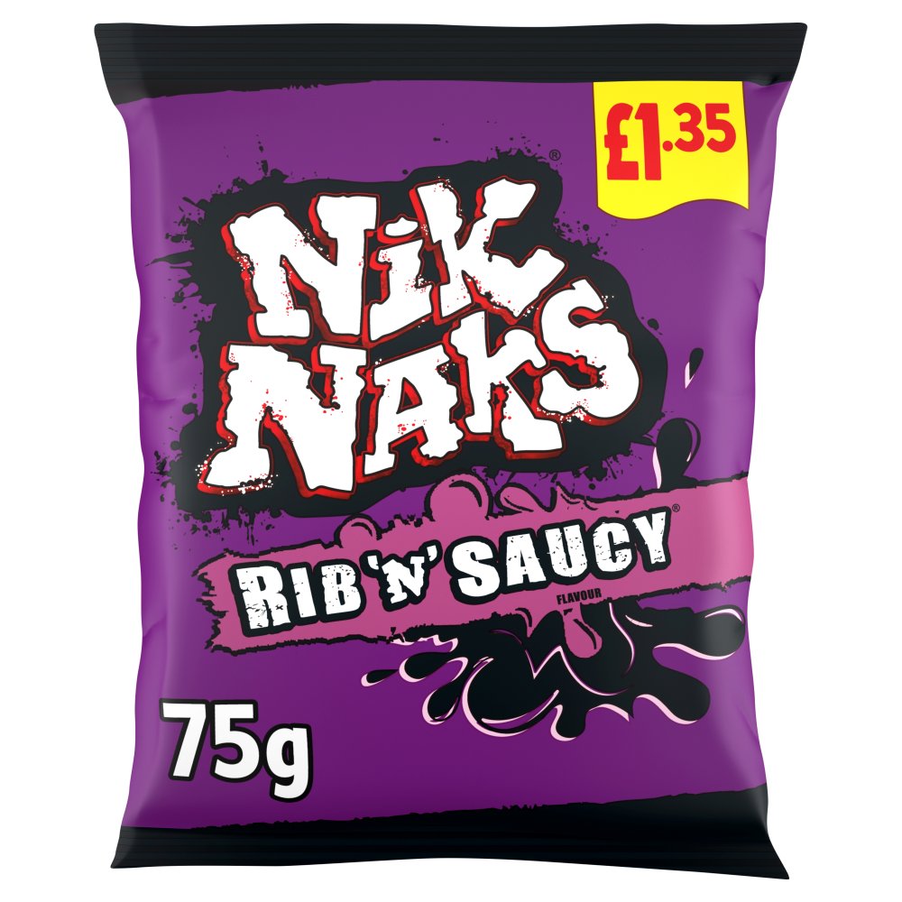 Nik Naks Rib ‘N’ Saucy Crisps 75g, 75g × 20 × 1
