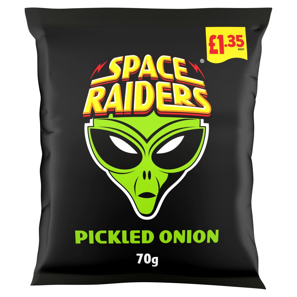Space Raiders Pickled Onion Crisps 70g, 70g × 20 × 1