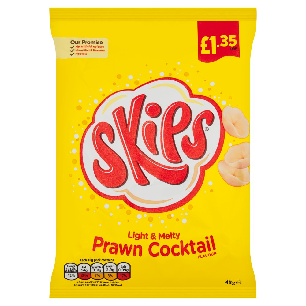 Skips Prawn Cocktail Crisps 45g, 45g × 16 × 1