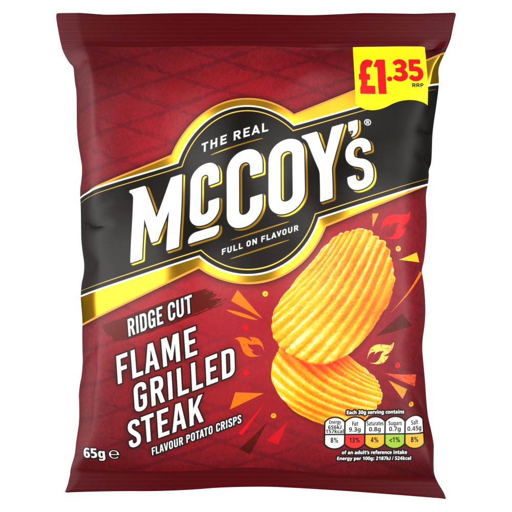 McCoy’s Flame Grilled Steak Crisps 65g, 65g × 20 × 1