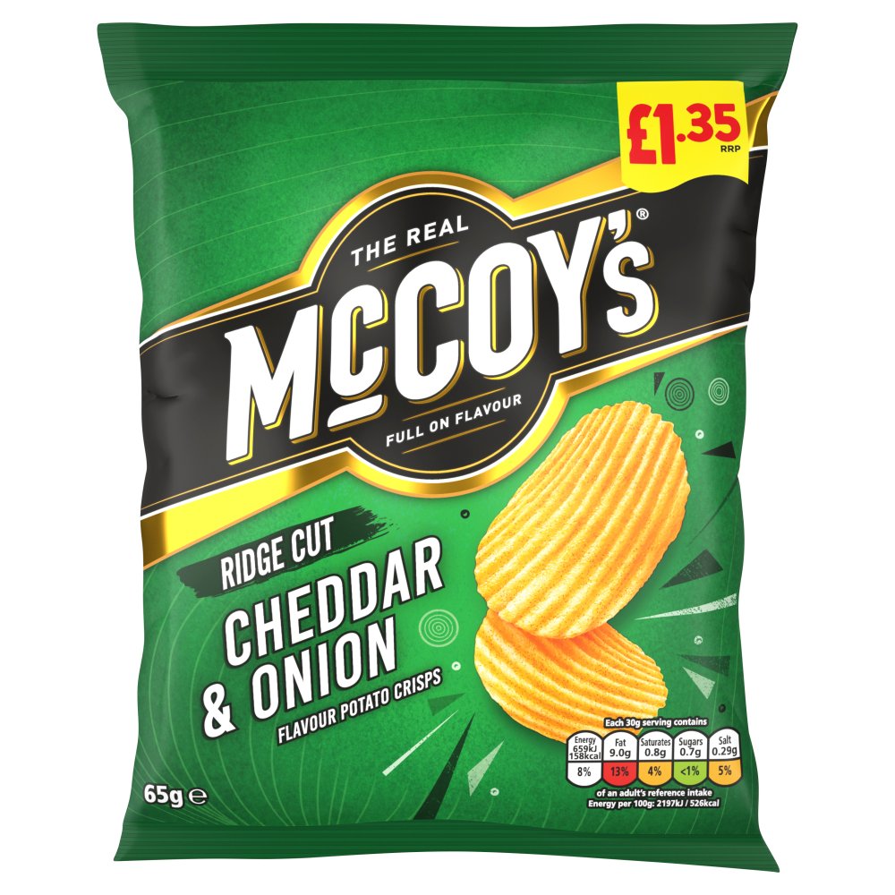 McCoy’s Cheddar & Onion Crisps 65g, 65g × 20 × 1