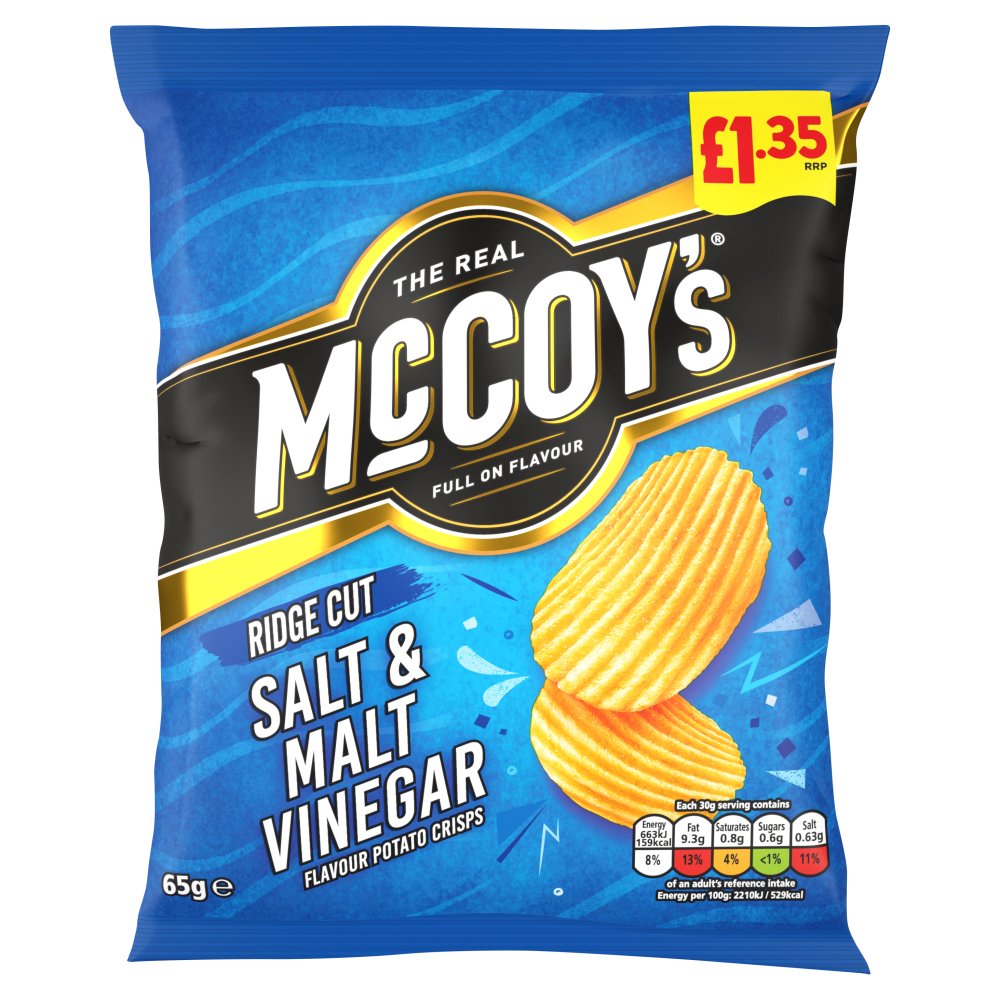 McCoy’s Salt & Malt Vinegar Crisps 65g, 65g × 20 × 1