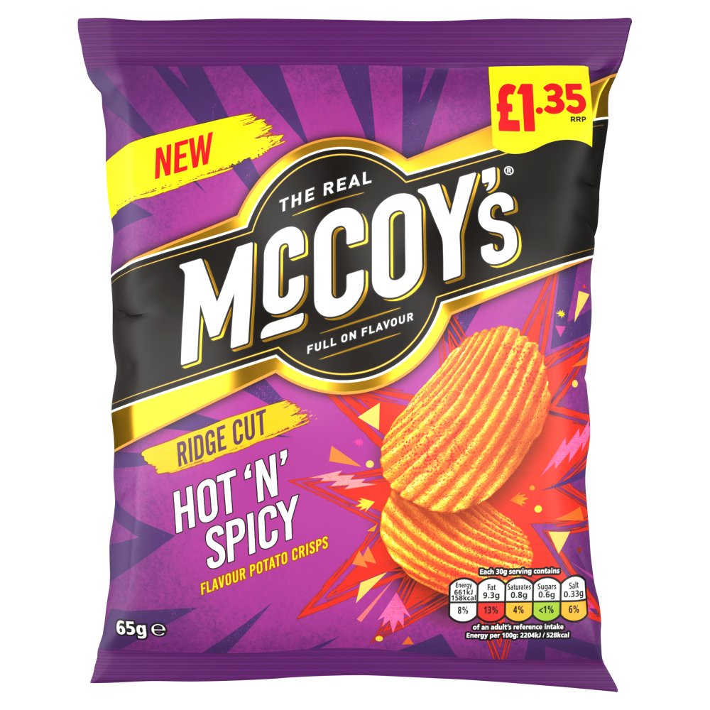 McCoy’s Hot’n’Spicy Crisps 65g, 65g × 20 × 1