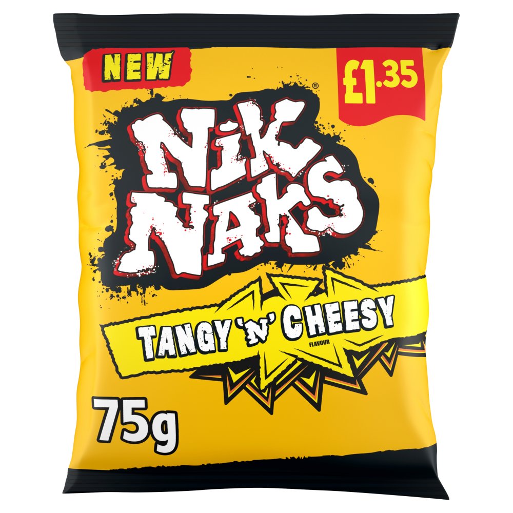 Nik Naks Tangy ‘N’ Cheesy Crisps 75g,   75g × 20 × 1
