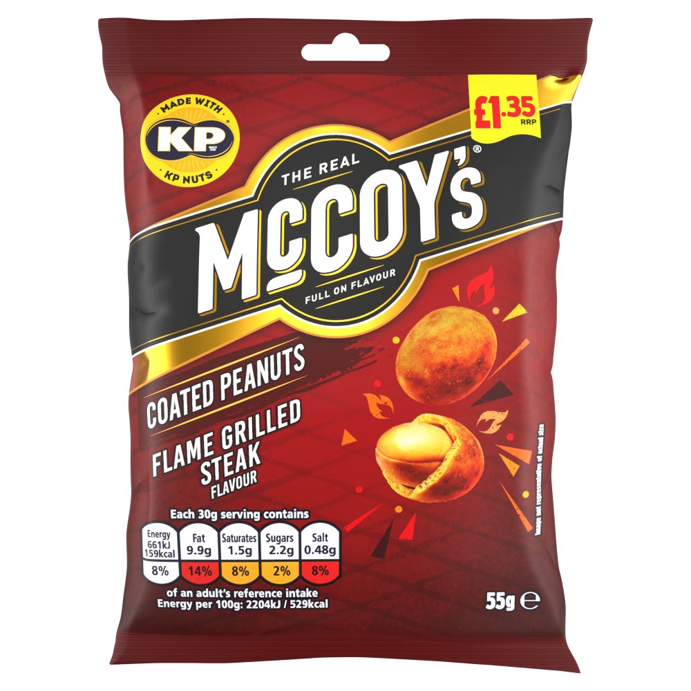 McCoy’s Coated Peanuts Flame Grilled Steak 55g, 55g × 16 × 1