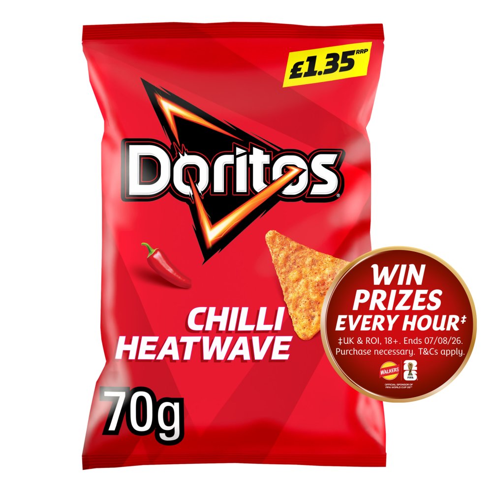 Doritos Chilli Heatwave Tortilla Chips Sharing Bag Crisps 70g RRP 70g × 18 × 1