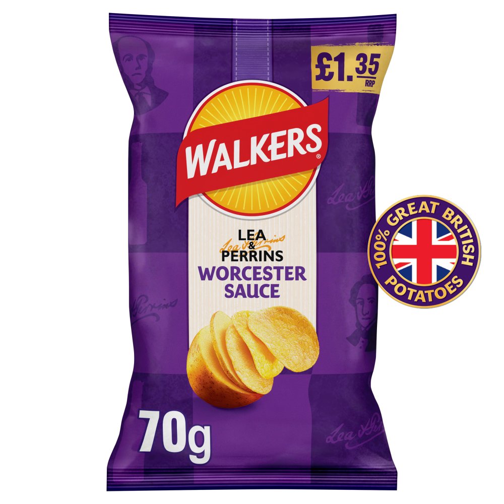 Walkers Lea & Perrins Worcester Sauce Sharing Crisps 70g RRP 70g × 18 × 1