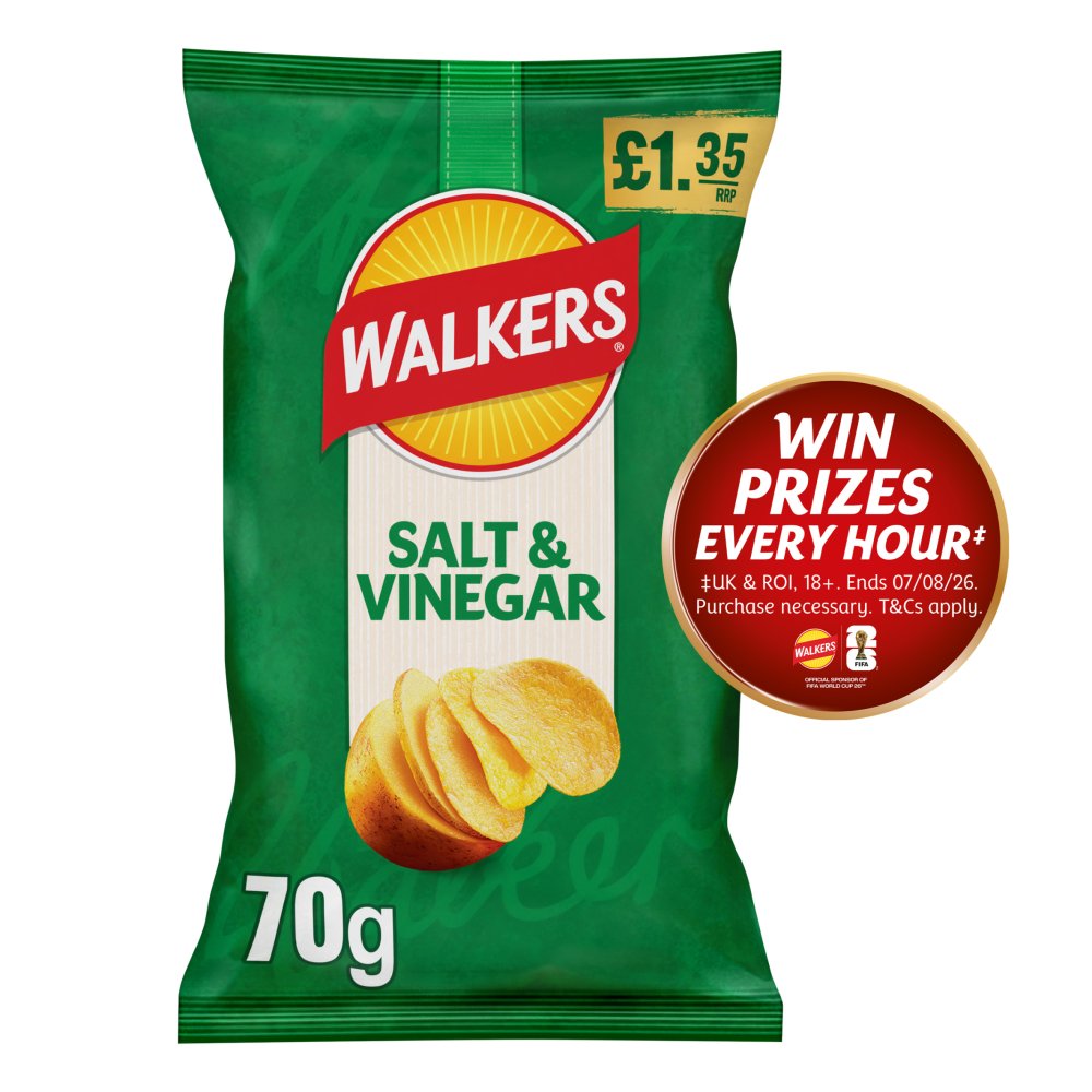 Walkers Salt & Vinegar Sharing Crisps 70g   RRP 70g × 18 × 1