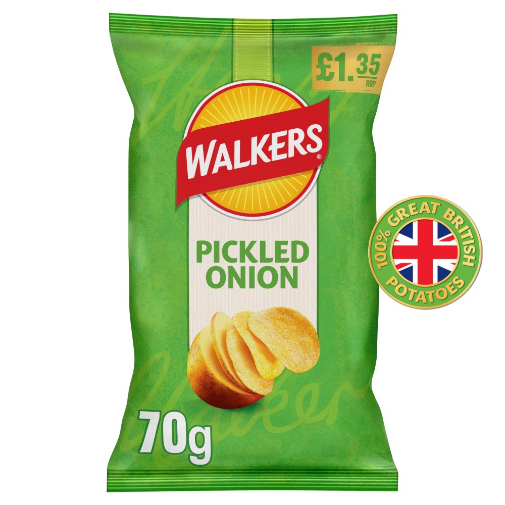 Walkers Pickled Onion Sharing Crisps 70g RRP 70g × 18 × 1