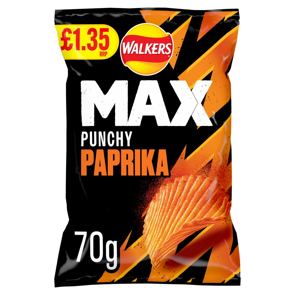 Walkers Max Punchy Paprika Sharing Crisps 70g RRP 70g × 15 × 1