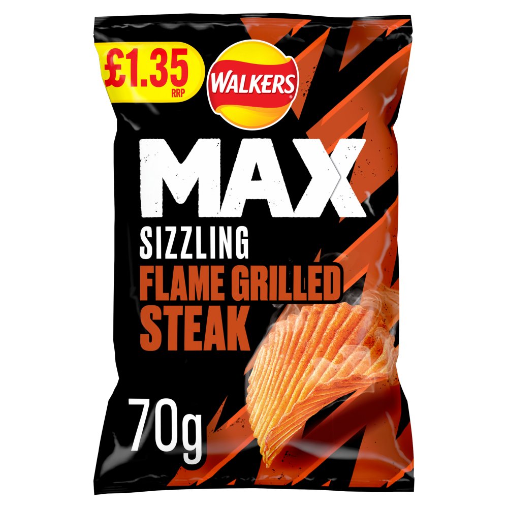 Walkers MAX Flame Grilled Steak Sharing Crisps 70g  RRP  70g × 15 × 1