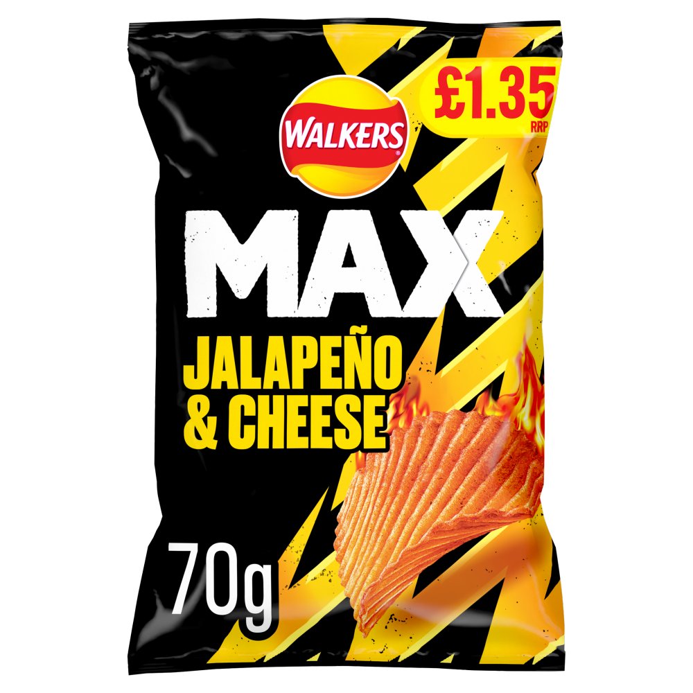 Walkers MAX Jalapeno & Cheese Sharing Crisps 70g RRP 70g × 15 × 1