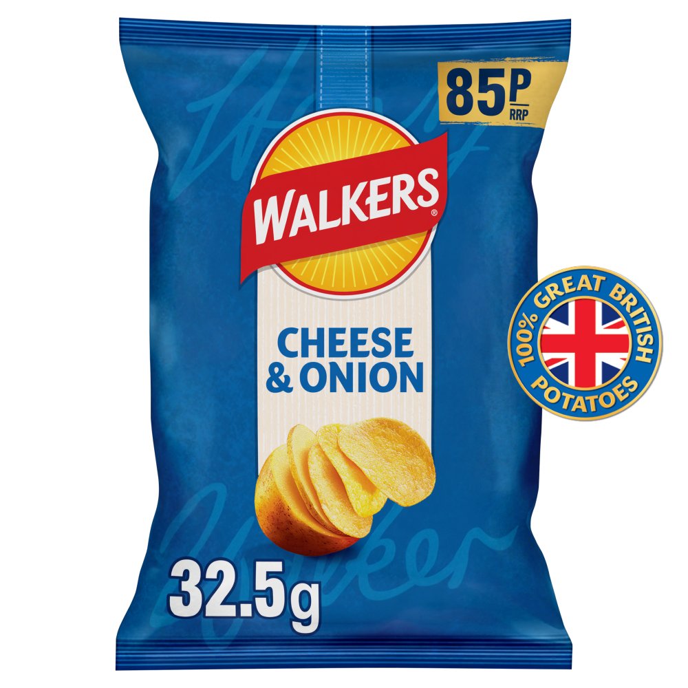Walkers Snacks Cheese & Onion Crisps 32.5g  RRP 85P 32.5g × 32 × 1