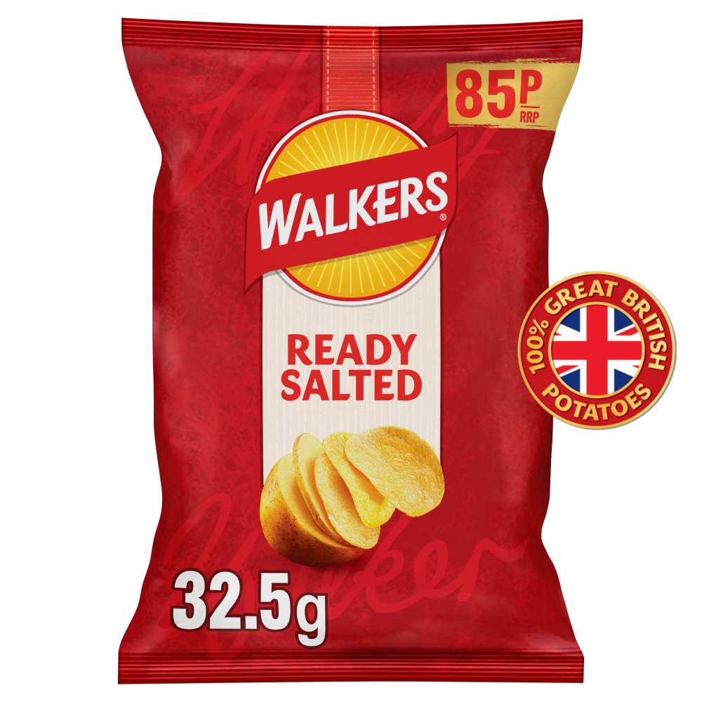 Walkers Snacks Ready Salted Crisps 32.5g  RRP 85P 32.5g × 32 × 1