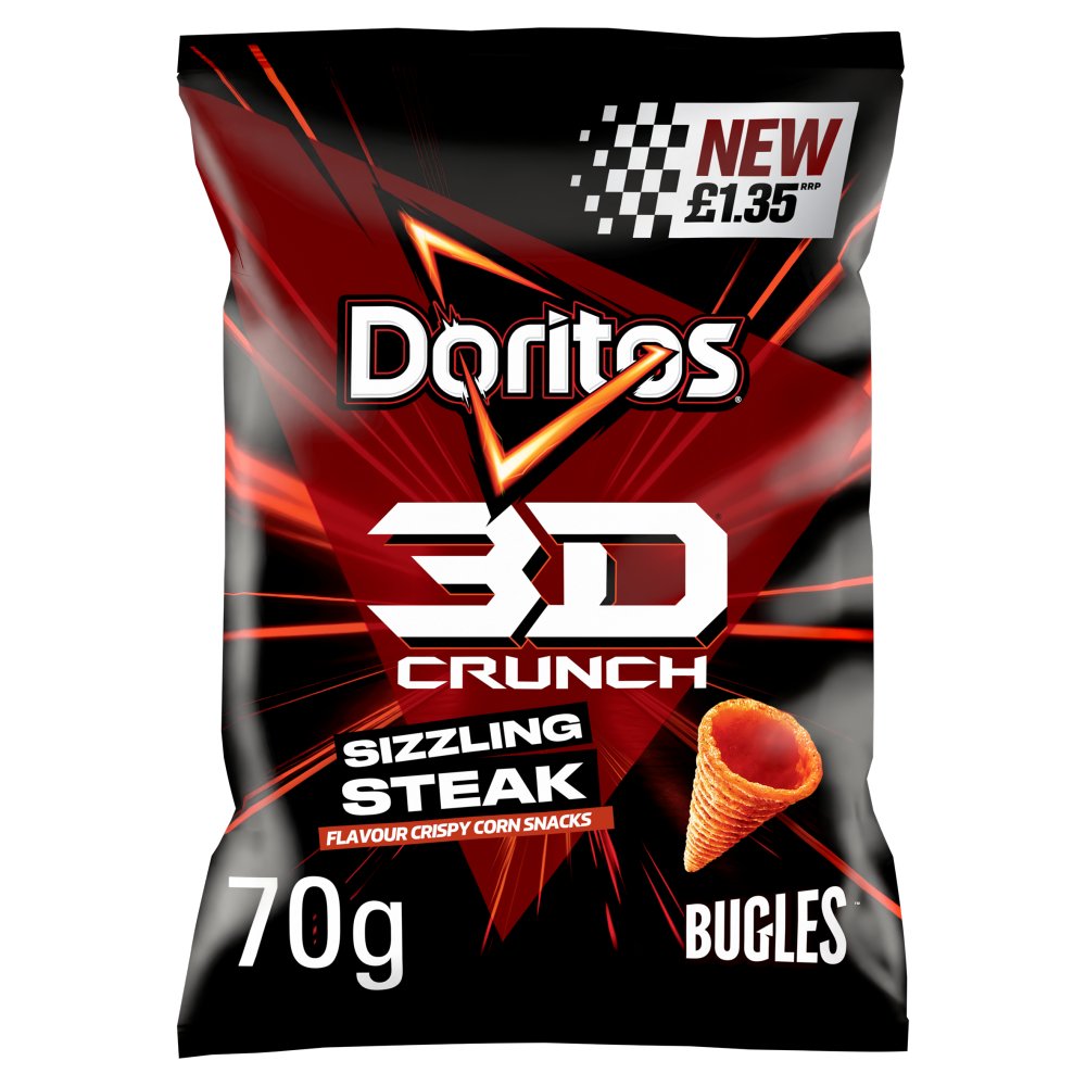 Doritos 3D Crunch Sizzling Steak Crisps 70g  RRP  70g × 18 × 1