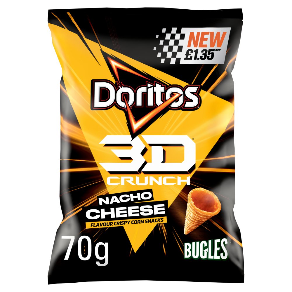 Doritos 3D Crunch Nacho Cheese Crisps 70g  RRP  70g × 18 × 1