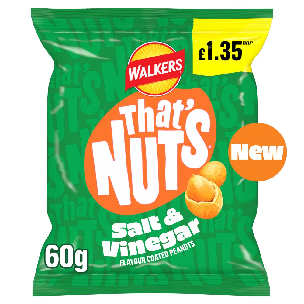 That’s Nuts Walkers Salt & Vinegar Coated Peanuts 60g  RRP  60g × 16 × 1